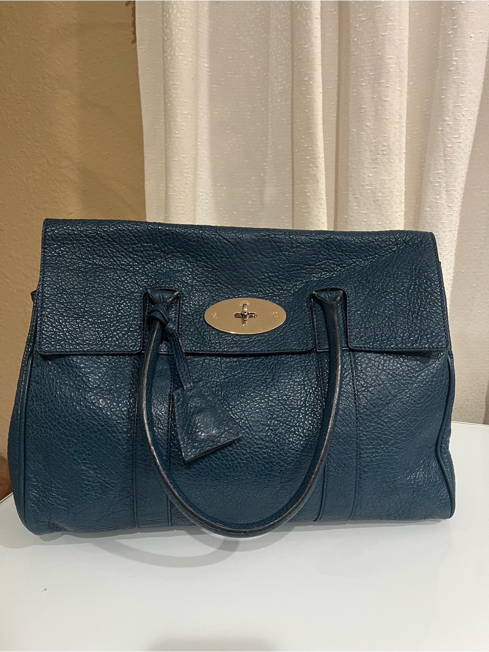 MULBERRY PETROL BLUE GRAINED LEATHER BAYSWATER - Picture 12 of 12